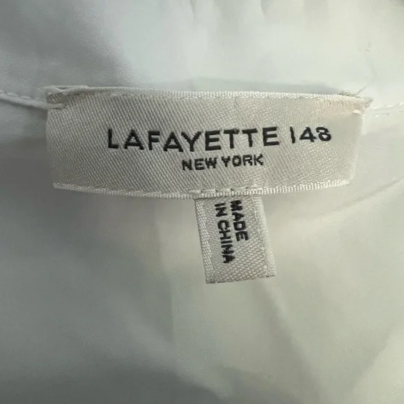 Lafayette 148 White Button-Up Shirt size M/L - Picture 2 of 4